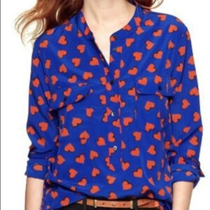 Gap Long Sleeve Blue Blouse with Orange 🧡’s Size Small Tall